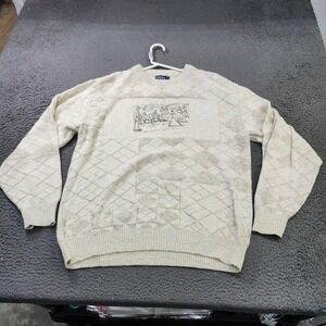 Vintage Cypress Links Sweater Mens Medium White Golf Graphic Argyle Knit USA